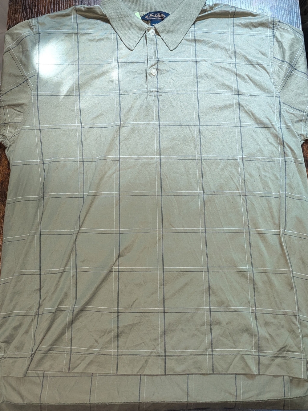 Brooks Brothers Sage Green Windowpane Polo